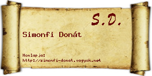 Simonfi Donát névjegykártya